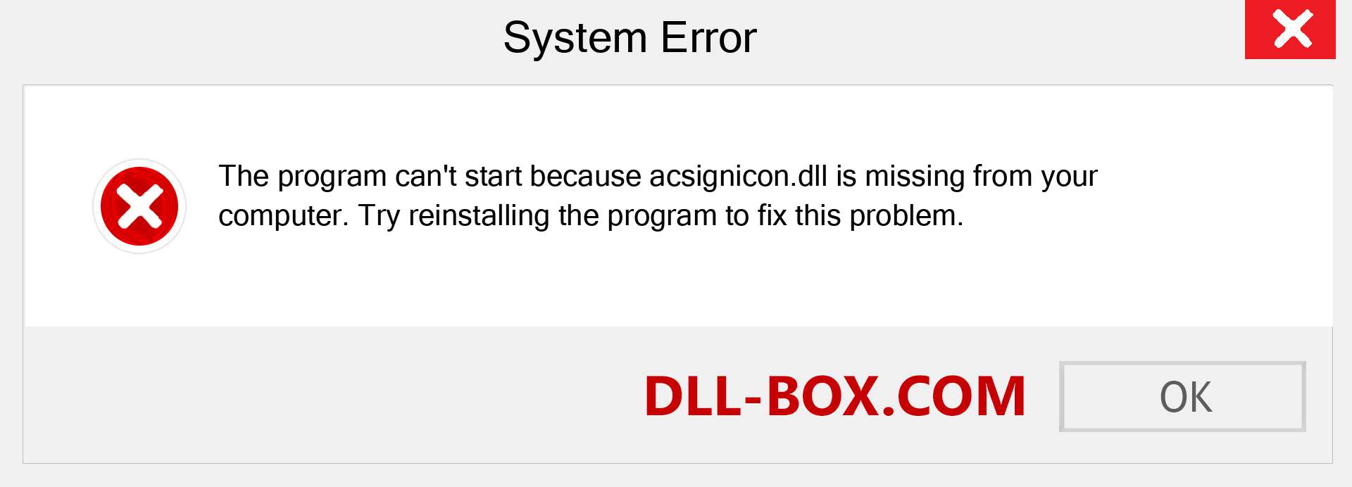  acsignicon.dll file is missing?. Download for Windows 7, 8, 10 - Fix  acsignicon dll Missing Error on Windows, photos, images